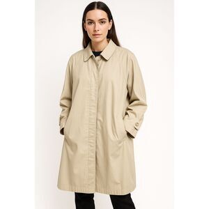 Vintage London Fog Beige Trench‎ Coat Women 10 R Made in Korea Classic 80s